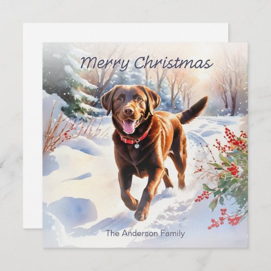 Schattige Lab Chocolade Labrador Hond Vrolijk Kers Feestdagenkaart (Voorkant / Achterkant)