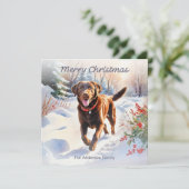 Schattige Lab Chocolade Labrador Hond Vrolijk Kers Feestdagenkaart (Staand voorkant)