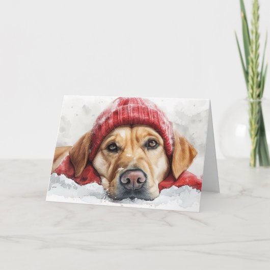 Schattige Lab Hond in Winter Pet Vakantie Kerst Ka Bedankkaart (Voorkant)