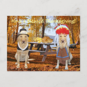  Schattige Lab Pilgrim & Chief Feestdagenkaart