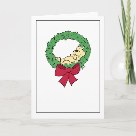 Schattige Lab Puppy Krans Modern Blank Feestdagen Kaart (Voorkant)