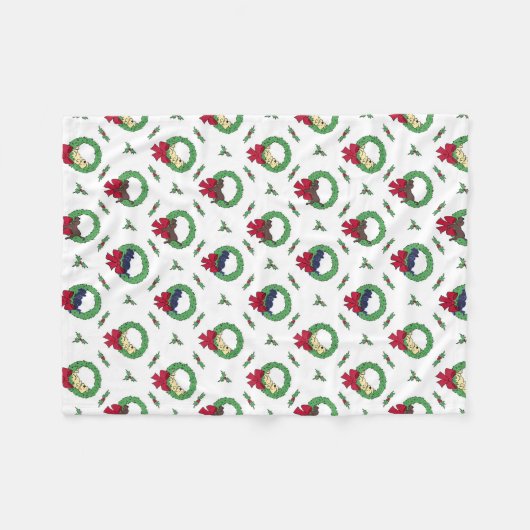 Schattige Lab Puppy Vakantie Kransen Patroon Fleece Deken (Voorkant (Horizontaal))