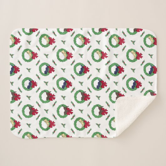 Schattige Lab Puppy Vakantie Kransen Patroon Sherpa Deken (Voorkant (horizontaal))