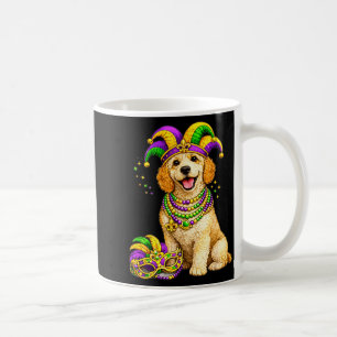 Schattige Labradoodle Hond met Mardi Gras Thema Koffiemok