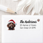 Schattige Labradoodle met Kerstmuts Etiket (Insitu)