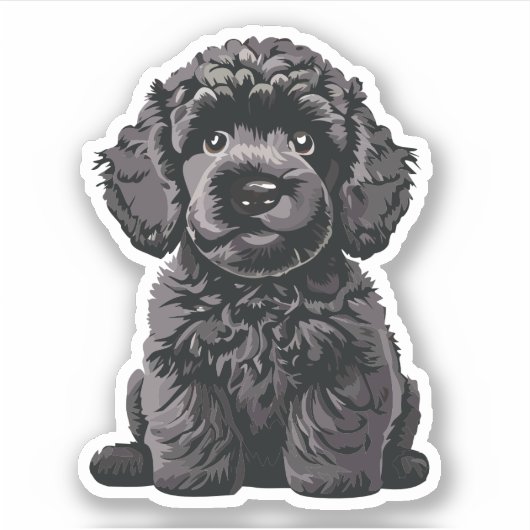 Schattige Labradoodle Puppy Doodle Dog Vinyl Stick Sticker (Voorkant)