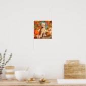 Schattige Labradoodle Puppy Herfst Oogst Poster (Keuken)