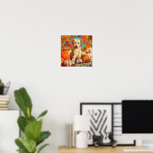 Schattige Labradoodle Puppy Herfst Oogst Poster (Thuiskantoor)