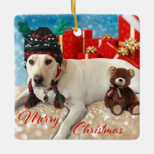 Schattige Labrador Dog Christmas Antler Pet Keramisch Ornament