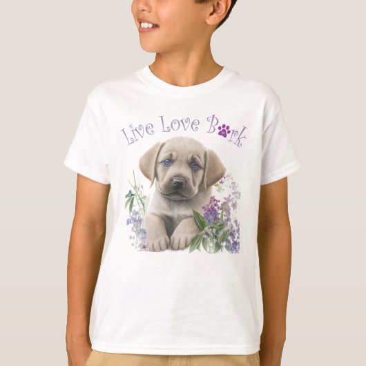 Schattige Labrador Hond Bloemen T-shirt (Voorkant)
