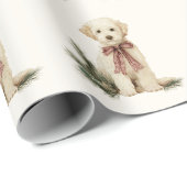 Schattige Labrador Hond Rode Strik Kerst Inpakpapi Cadeaupapier (Rol Hoek)