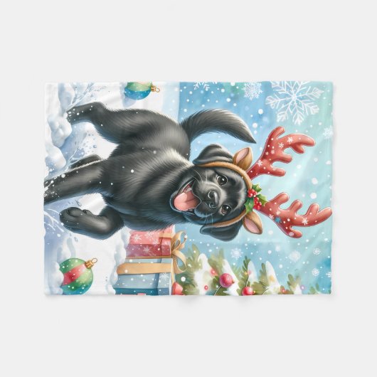 Schattige Labrador Puppy Christmas Holiday Hondenl Fleece Deken (Voorkant (Horizontaal))
