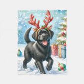 Schattige Labrador Puppy Christmas Holiday Hondenl Fleece Deken (Voorkant)