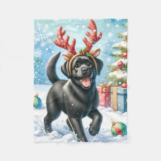 Schattige Labrador Puppy Christmas Holiday Hondenl Fleece Deken (Voorkant)