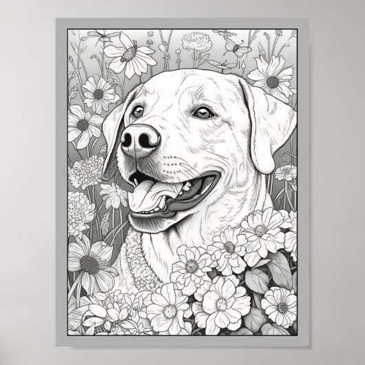 Schattige Labrador Retriever Dog Kleurend Poster (Voorkant)