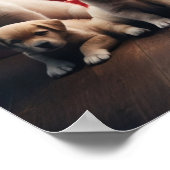 Schattige Labrador Retriever Puppies Kerstkunst Poster (Hoek)