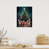 Schattige Labrador Retriever Puppies Kerstkunst Poster (Keuken)