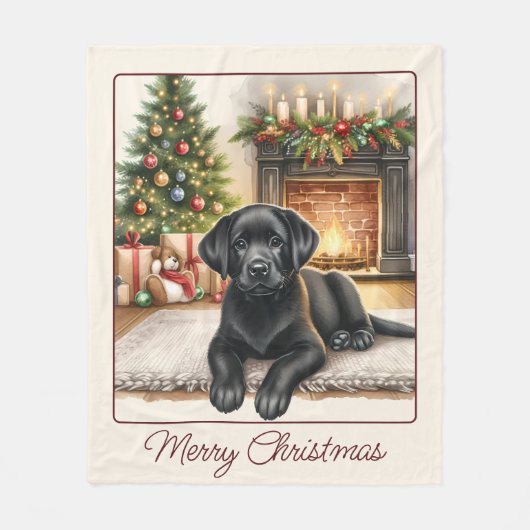 Schattige Labrador Retriever Puppy Dog Christmas Fleece Deken (Voorkant)