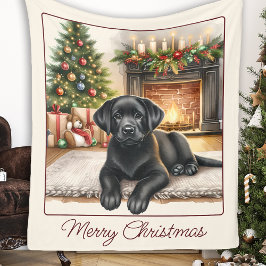 Schattige Labrador Retriever Puppy Dog Christmas Fleece Deken