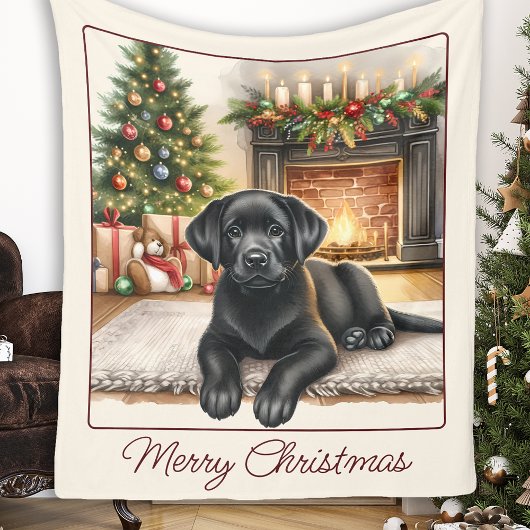 Schattige Labrador Retriever Puppy Dog Christmas Fleece Deken