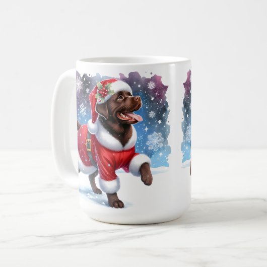 Schattige Labrador Retriever Puppy Dog Christmas Koffiemok (Voorkant links)