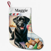 Schattige Labrador Retriever Santa Cookies Hondenl Kleine Kerstsok (Voorkant)