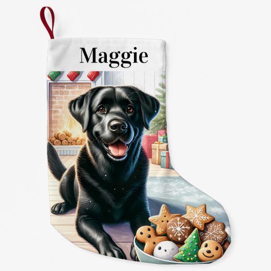 Schattige Labrador Retriever Santa Cookies Hondenl Kleine Kerstsok (Voorkant)