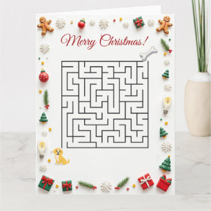 Schattige Labradors hond Kerstmis Doolhof Puzzel V Kaart