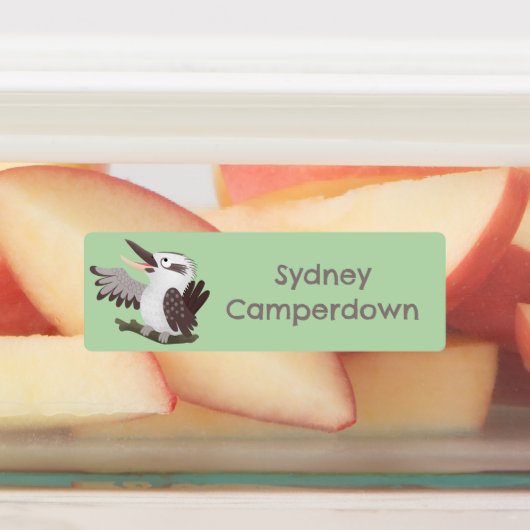 Schattige lachen Kookaburra cartoon gepersonalisee Labels (Aangebracht)