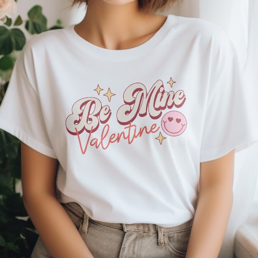 Schattige lachend gezicht be mijn Valentijn T-shir T-shirt