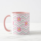 Schattige lachend gezicht op roze Chevron Pattern Mok (Links)