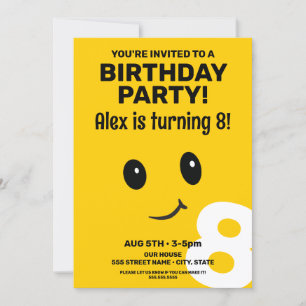 Schattige lachend gezicht verjaardagsuitnodiging kaart