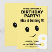 Schattige lachend gezicht verjaardagsuitnodiging kaart (Voorkant / Achterkant)