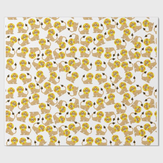 Schattige lachend leeuwenpatroon cadeaupapier (Vlak)