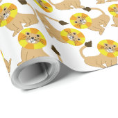 Schattige lachend leeuwenpatroon cadeaupapier (Rol Hoek)