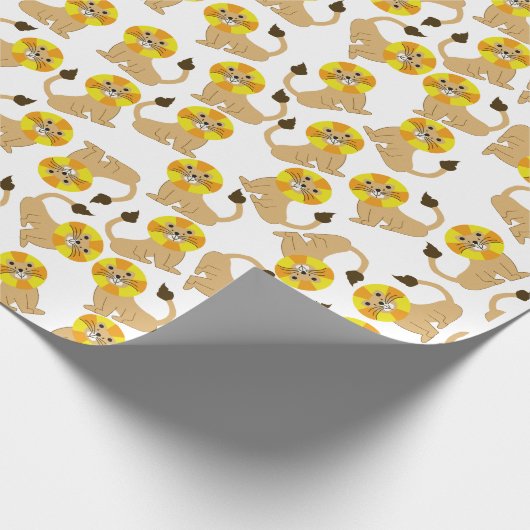 Schattige lachend leeuwenpatroon cadeaupapier (Hoek)
