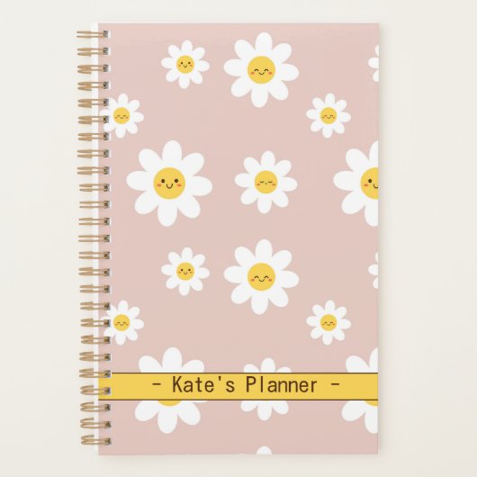 Schattige lachend madeliefjesbloempatroon Zomer Planner (Voorkant)