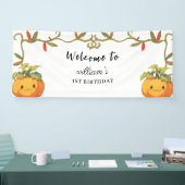 Schattige lachend pompoen land verjaardagswelkom spandoek (Beurs)