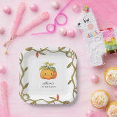 Schattige lachend pompoenland 1e verjaardag papieren bordje (Feest)