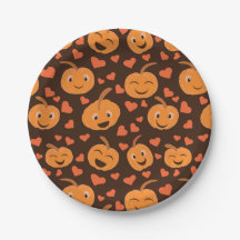 Schattige lachend pompoenpatroon met hartjes