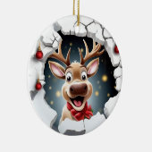 Schattige lachend rendier breekt door keramisch ornament (Rechts)