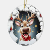 Schattige lachend rendier breekt door keramisch ornament (Links)