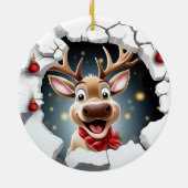 Schattige lachend rendier breekt door keramisch ornament (Achterkant)