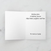 Schattige lachend skelet Ornamenten Santa Hat Groe Feestdagen Kaart (Binnen)