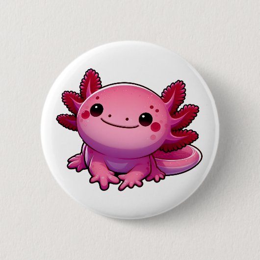 Schattige lachende axolotl ronde button 5,7 cm (Voorkant)