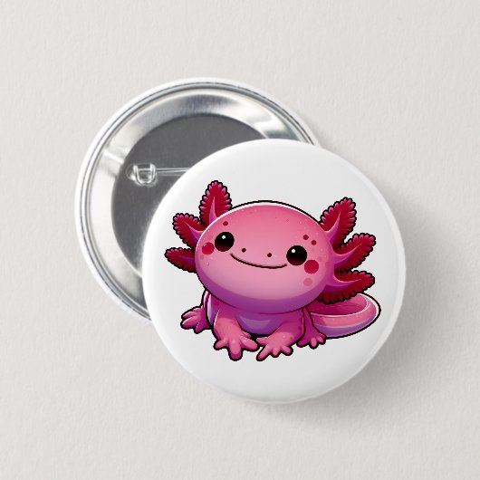 Schattige lachende axolotl ronde button 5,7 cm (Voorkant /achterkant)