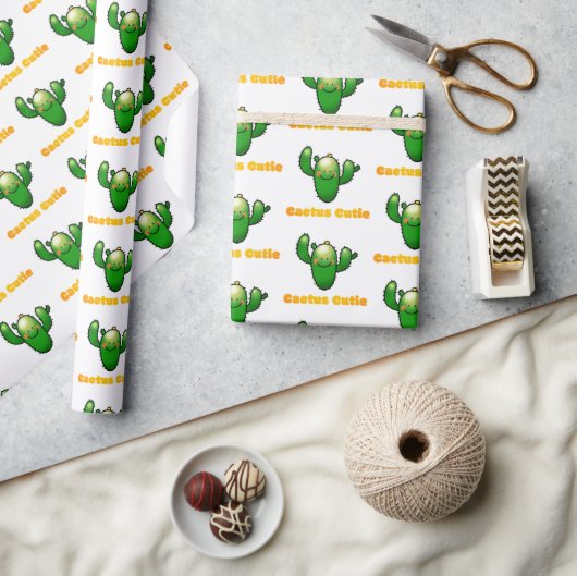 Schattige Lachende Cactus Illustratie Cadeaupapier (Crafts)