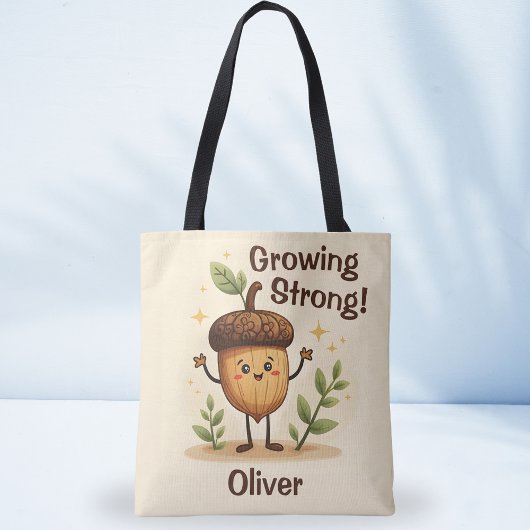 Schattige lachende eikel groeit sterk tote bag