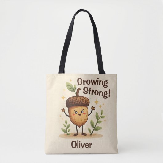 Schattige lachende eikel groeit sterk tote bag (Voorkant)