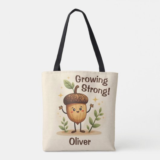 Schattige lachende eikel groeit sterk tote bag (Achterkant)